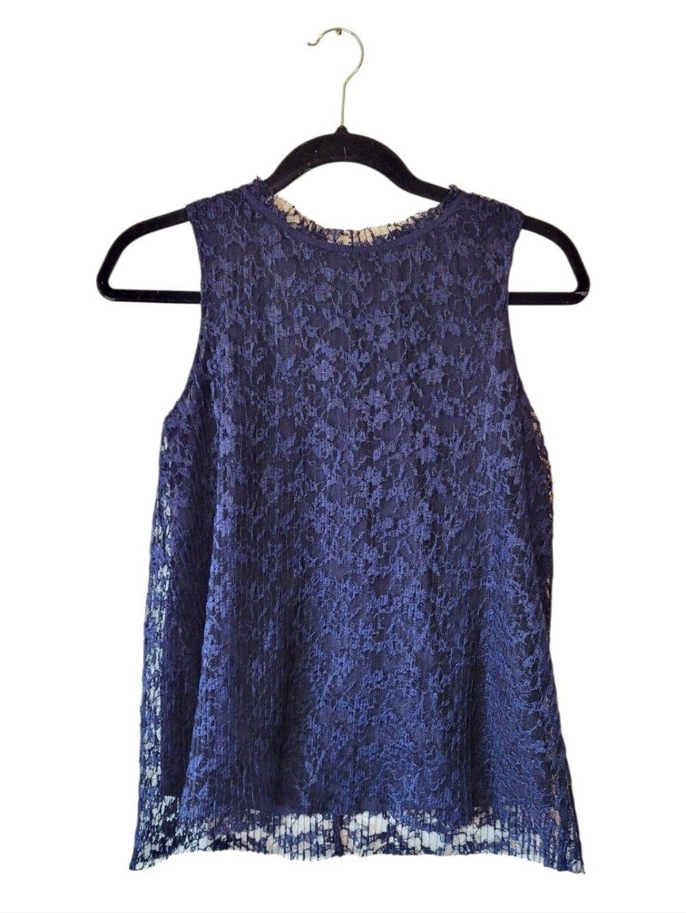 H&M Navy Lace Micro Pleated Sleeveless Women's Top Size US S